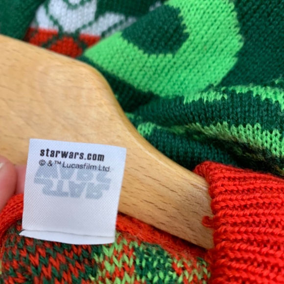 H&M Star Wars Yoda themed Ugly A Merry Christmas pullover/sweater red green - Picture 6 of 12